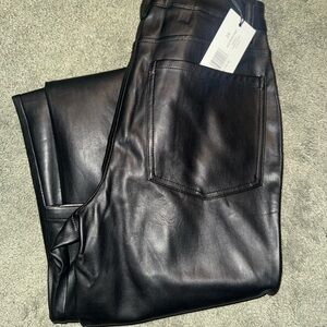 Edgy Black Leather Lace-Up Pants